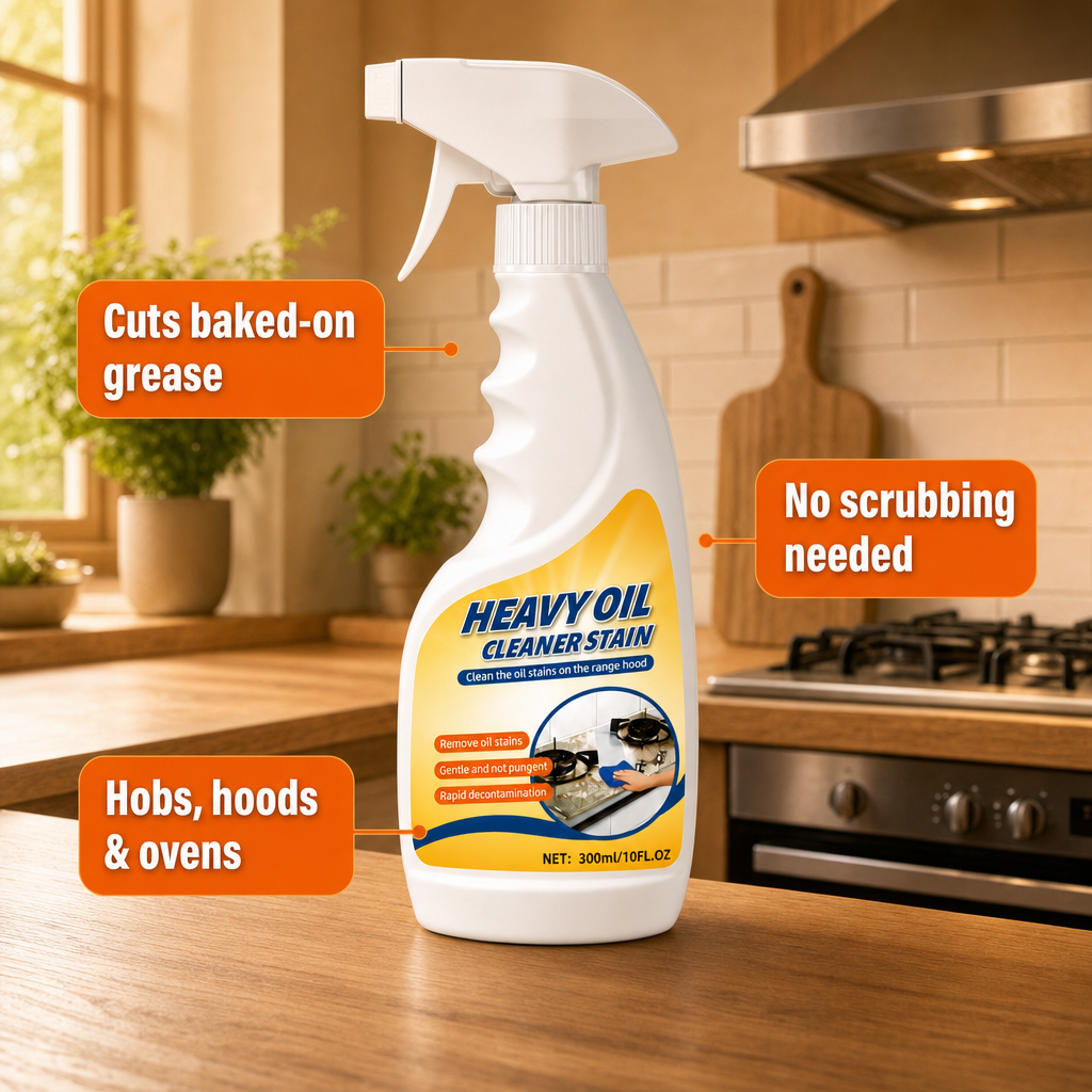 LiftOff benefits: cuts baked-on grease, no scrubbing, hobs hoods ovens