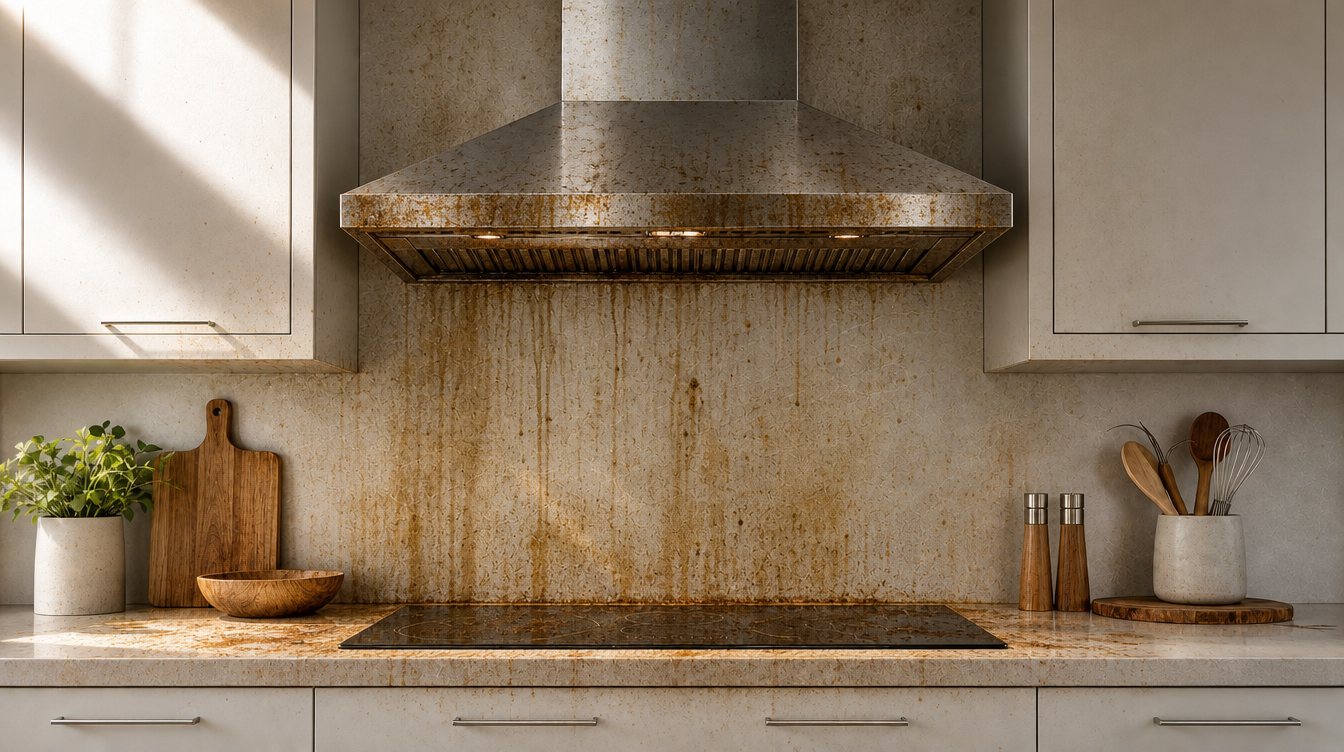 Range hood caked in grease